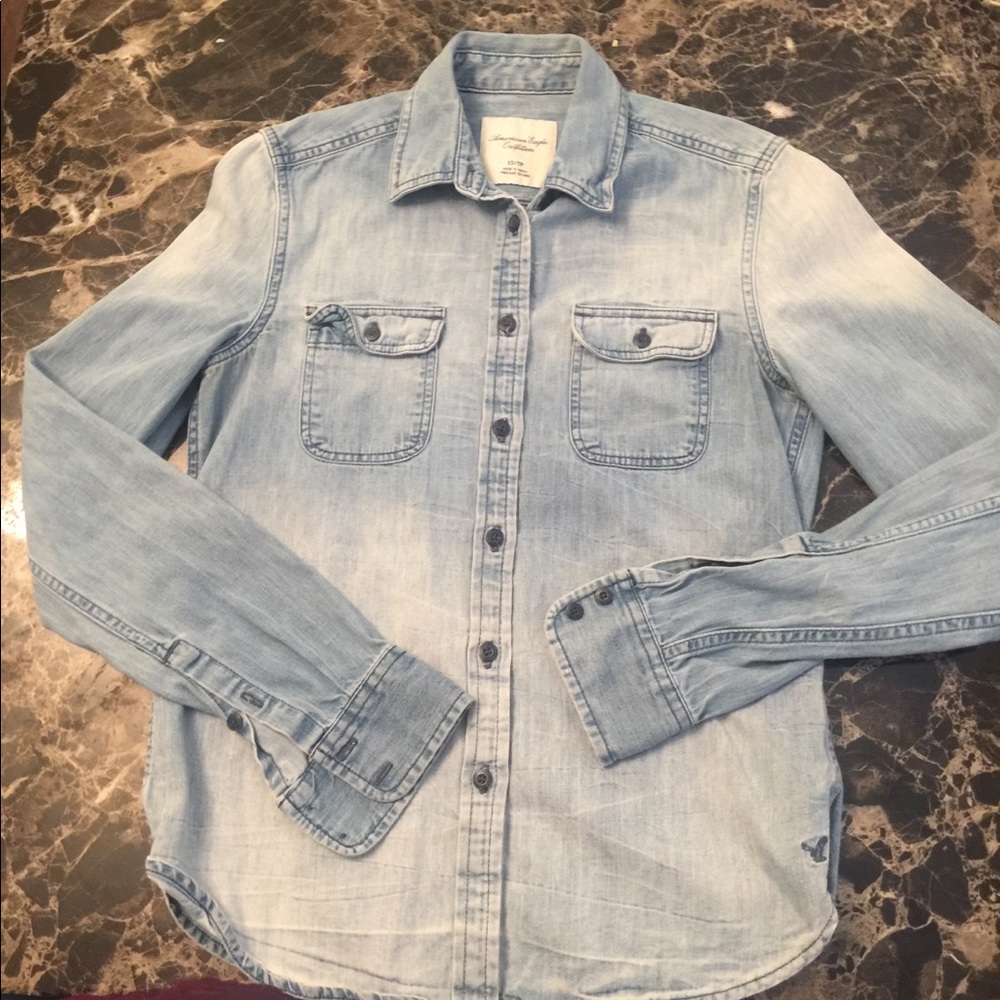 American Eagle Outfitters Denim Long Sleeve Top